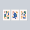 Matisse Soyut Sanat Kadın Figürü ve Şekiller 3'lü Tablo Seti
