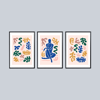 Matisse Soyut Sanat Kadın Figürü ve Şekiller 3'lü Tablo Seti