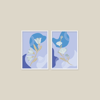 Pastel Blue Flower 2'li Tablo Seti