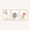 Watercolor Home Sweet Home Yazılı 3'lü Tablo Seti
