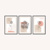 Watercolor Home Sweet Home Yazılı 3'lü Tablo Seti