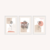 Watercolor Home Sweet Home Yazılı 3'lü Tablo Seti