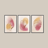 Watercolor Minimal Leaf 3'lü Tablo Seti