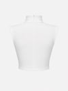 Beyaz Yarım Balıkçı Kolsuz Vatkalı Crop Top