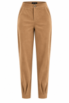 Süet Görünümlü Paçası Pileli Bilekde Pantolon