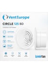 VenteuropeCircle 125 BD – 12.5’luk Yuvarlak Sessiz Banyo Aspiratörü – Klapeli 125 mm Havalandırma