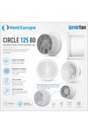 VenteuropeCircle 125 BD – 12.5’luk Yuvarlak Sessiz Banyo Aspiratörü – Klapeli 125 mm Havalandırma
