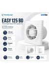 VenteuropeEasy 125 BD Kapaklı Banyo WC Aspiratör Fanı 12.5 cm Sessiz Havalandırma Fanı 125 mm