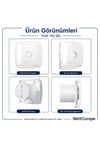 VenteuropeFine 100 BD Dekoratif Sessiz Banyo Fanı - Geri Tepme Valfli Mutfak ve WC Aspiratörü