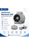 VenteuropeMonsoon 150/160 2SP Karma Akışlı Kanal Tipi Fan 415/570 m³/h Ø160 mm
