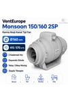 VenteuropeMonsoon 150/160 2SP Karma Akışlı Kanal Tipi Fan 415/570 m³/h Ø160 mm