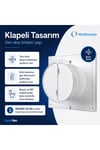 VenteuropeRefined 125 BD 12.5 cm Kapaklı Banyo WC Aspiratör Havalandırma Fanı Sessiz