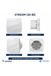 VenteuropeStream 120 BD – 12’lik Sessiz Dekoratif Banyo Aspiratörü – Klapeli 120mm Havalandırma