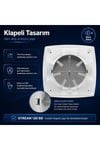 VenteuropeStream 120 BD – 12’lik Sessiz Dekoratif Banyo Aspiratörü – Klapeli 120mm Havalandırma