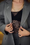 Dantel Detaylı Çıtçıtlı Body Siyah