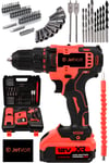 JetVolt 12V 1.5Ah Metal Şanzuman Çift Akülü 84 Parça Şarjlı Matkap Akülü Vidalama - Kırmızı