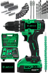 JetVolt 12V 1.5Ah Metal Şanzuman Çift Akülü 84 Parça Şarjlı Matkap Akülü Vidalama - Yeşil