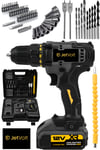 JetVolt 12V 1.5Ah Metal Şanzuman Çift Akülü 84 Parça Şarjlı Matkap Akülü Vidalama - Siyah