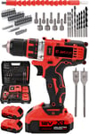 JetVolt 12V 2.0Ah Şarjlı Matkap Metal Şanzıman Bakır Sargılı Çift Akülü 84 Parça Set - Kırmızı