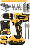 JetVolt 12V 2.0Ah Şarjlı Matkap Metal Şanzıman Bakır Sargılı Çift Akülü 84 Parça Set - Sarı