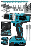 JetVolt 12V 2.0Ah Şarjlı Matkap Metal Şanzıman Bakır Sargılı Çift Akülü 84 Parça Set - Mavi