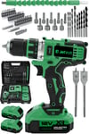 JetVolt 12V 2.0Ah Şarjlı Matkap Metal Şanzıman Bakır Sargılı Çift Akülü 84 Parça Set - Yeşil