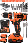 JetVolt 12V 2.0Ah Şarjlı Matkap Metal Şanzıman Bakır Sargılı Çift Akülü 84 Parça Set - Turuncu