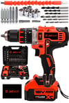 JetVolt 18V Metal Şanzıman Çift Akülü Şarjlı Darbeli Matkap 24 Parça - Kırmızı