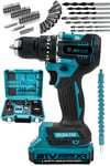 JetVolt 21V 2.0Ah Kömürsüz Motor Çelik Mandren Darbeli Şarjlı Matkap Akülü Vidalama - Mavi