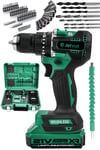 JetVolt 21V 2.0Ah Kömürsüz Motor Çelik Mandren Darbeli Şarjlı Matkap Akülü Vidalama - Yeşil