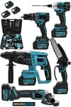 JetVolt 21V 2.0Ah Kömürsüz Darbeli 5'li Set Şarjlı Hilti + Taşlama + Somun Sıkma + Akülü Vidalama + Budama Testeri - Mavi