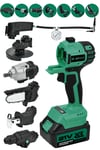 JetVolt 7 Başlıklı Set Taşlama Somun Sıkma Tilki Kuyruğu Dal Budama Akülü Vidalama Hava Pompası Hilti - Yeşil