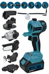 JetVolt 7 Başlıklı Set Taşlama Somun Sıkma Tilki Kuyruğu Dal Budama Akülü Vidalama Hava Pompası Hilti - Mavi
