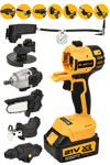 JetVolt 7 Başlıklı Set Taşlama Somun Sıkma Tilki Kuyruğu Dal Budama Akülü Vidalama Hava Pompası Hilti - Sarı