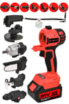 JetVolt 7 Başlıklı Set Taşlama Somun Sıkma Tilki Kuyruğu Dal Budama Akülü Vidalama Hava Pompası Hilti - Kırmızı