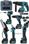 JetVolt Profesyonel 21V 2.0Ah Bez Çantalı Kömürsüz Darbeli 6'lı Set - Mavi