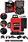 JetVolt Profesyonel 360° Lazer Hizalama 16 Köşe Otomatik Hizalama Yeşil Çizgili Lazer Metre Hizalama - Kırmızı