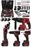 JetVolt Profesyonel 4'Lü Set Şarjlı 2-26 Kırıcı Delici Hilti+125mm Taşlama+450Nm Somun Sökme+13mm Darbeli Matkap - Kırmızı