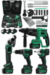 JetVolt Profesyonel 4'Lü Set Şarjlı 2-26 Kırıcı Delici Hilti+125mm Taşlama+450Nm Somun Sökme+13mm Darbeli Matkap - Yeşil