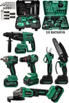 Ultra Profesyonel 21v 2.0ah 2 Çantalı 5 Bataryalı Kömürsüz Darbeli 6'lı Set - Yeşil