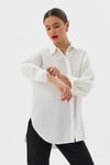 Gizli Düğmeli Yandan Yırtmaçlı Oversize Gömlek