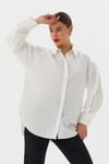 Gizli Düğmeli Yandan Yırtmaçlı Oversize Gömlek