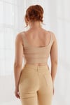 Kadın  Kısa Crop Askılı Bej Basic