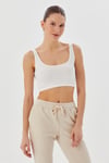 Kadın Kısa Crop Askılı Ekru Basic
