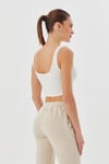 Kadın Kısa Crop Askılı Ekru Basic