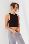Kadın Kısa Crop Askılı Siyah Basic