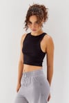 Kadın Kısa Crop Askılı Siyah Basic