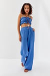 Kadın Müslin Saks  Crop Takım