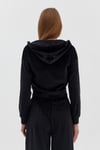 Kapüşonlu Fermuarlı Kadife Sweatshirt