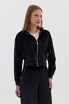 Kapüşonlu Fermuarlı Kadife Sweatshirt